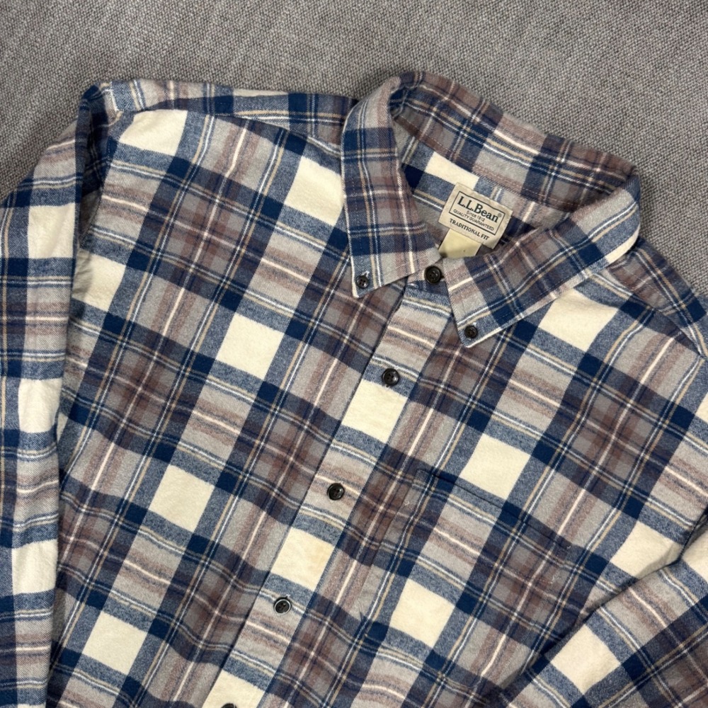 L.L.Bean Mens Flannel Shirt Traditional Fit‎ XL Plaid Cotton Button Down Classic